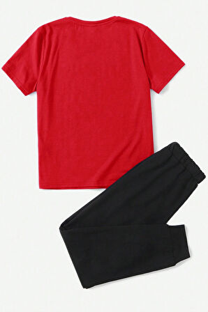 Uyguntarz Çocuk Leopar Kalp Baskılı Alt - Üst Eşofman Takımı