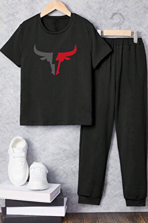 Uyguntarz Çocuk Boğa Baskılı Alt - Üst Eşofman Takımı