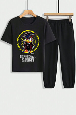Uyguntarz Çocuk Mafia Ördek Baskılı Alt - Üst Eşofman Takımı