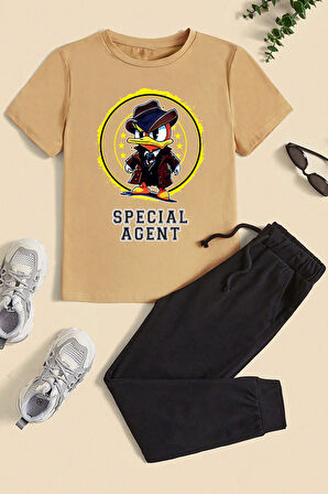 Uyguntarz Çocuk Mafia Ördek Baskılı Alt - Üst Eşofman Takımı