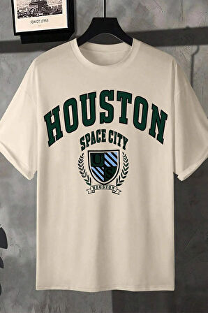 Uyguntarz Unisex Houston Space City Baskılı Tasarım Tshirt