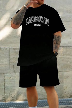 Unisex California Baskılı Şort Takım