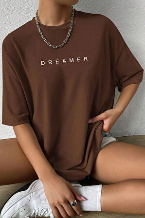 Unisex Dreamer Baskılı Oversize Tshirt