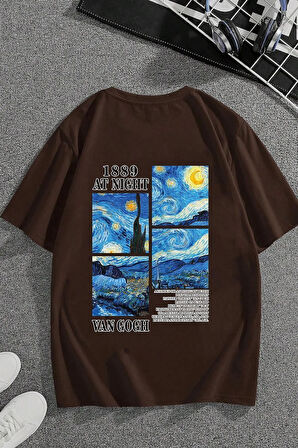 Unisex Van Gogh Baskılı Oversize Tshirt