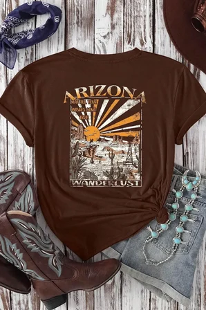 Unisex Sırt Baskılı Arizona Oversize Tshirt