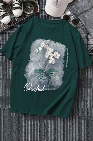 Uyguntarz Unisex Orchid Baskılı Oversize Tshirt