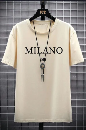 Erkek Milano Baskılı Oversize Tshirt