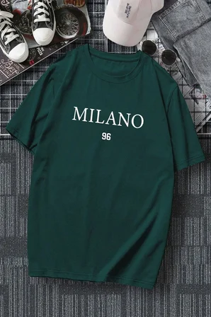 Erkek Milano Baskılı Oversize Tshirt