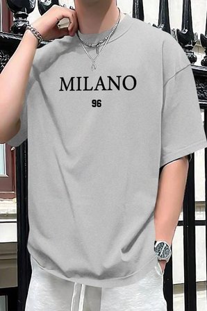 Erkek Milano Baskılı Oversize Tshirt