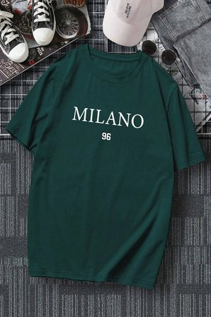 Erkek Milano Baskılı Oversize Tshirt
