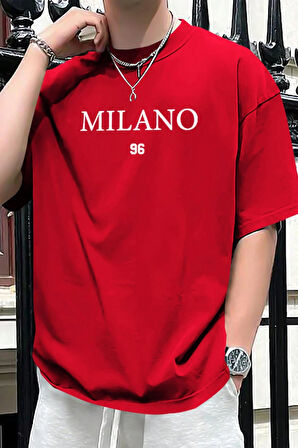 Erkek Milano Baskılı Oversize Tshirt