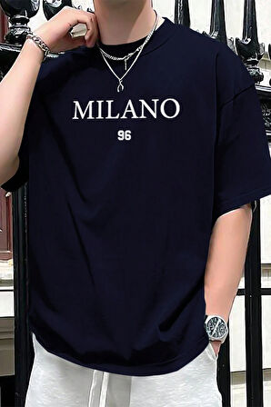 Erkek Milano Baskılı Oversize Tshirt