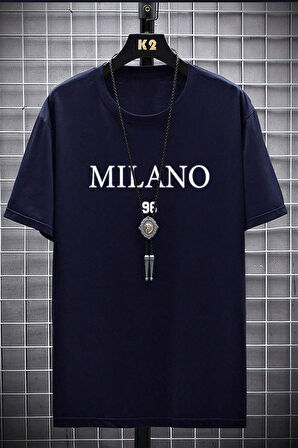 Erkek Milano Baskılı Oversize Tshirt