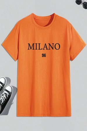 Erkek Milano Baskılı Oversize Tshirt