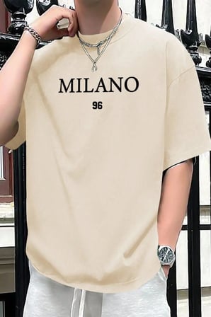 Erkek Milano Baskılı Oversize Tshirt