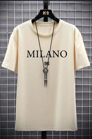 Erkek Milano Baskılı Oversize Tshirt