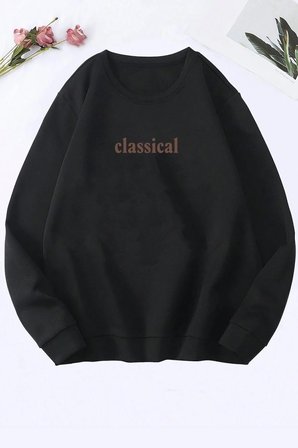 Classical Baskılı Oversize Sweatshirt