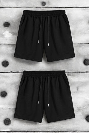 Uyguntarz 2'li Paket Unisex Pamuklu Rahat Penye Şort