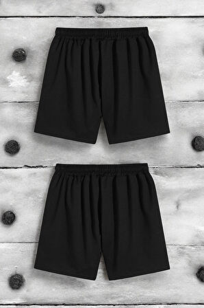 Uyguntarz 2'li Paket Unisex Pamuklu Rahat Penye Şort