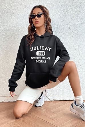 Uyguntarz Holiday Baskılı Unisex Oversize Sweatshirt