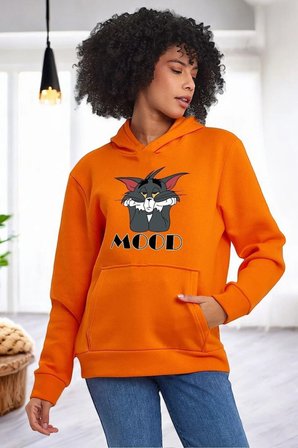Mood Baskılı Unisex Oversize Sweatshirt