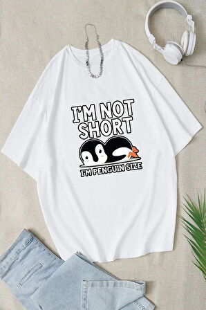 I'm Not Short Baskılı Unisex Oversize Tshirt