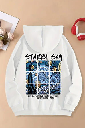 Starry Sky Baskılı Unisex Oversize Sweatshirt