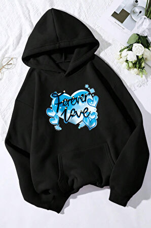 Uyguntarz Forever Love Baskılı Unisex Oversize Sweatshirt