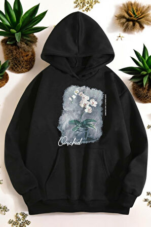 Uyguntarz Orkide Tuval Baskılı Unisex Oversize Sweatshirt
