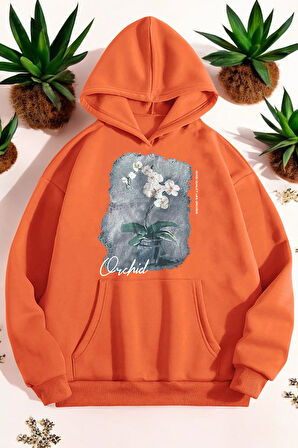 Uyguntarz Orkide Tuval Baskılı Unisex Oversize Sweatshirt
