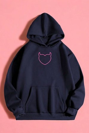 Kalp Baskılı Unisex Oversize Sweatshirt
