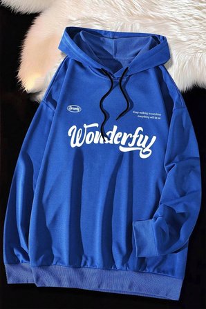 Wonderful Baskılı Oversize Sweatshirt