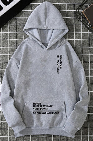 Uyguntarz Belive in Yourself Baskılı Oversize Sweatshirt