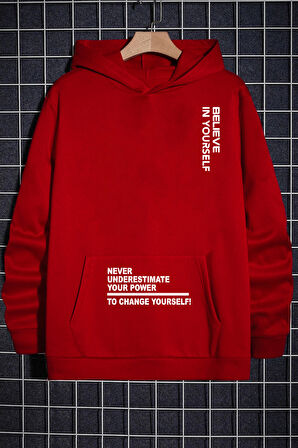 Belive in Yourself Baskılı Oversize Sweatshirt