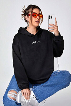 Uyguntarz Challange Bear Baskılı Oversize Sweatshirt