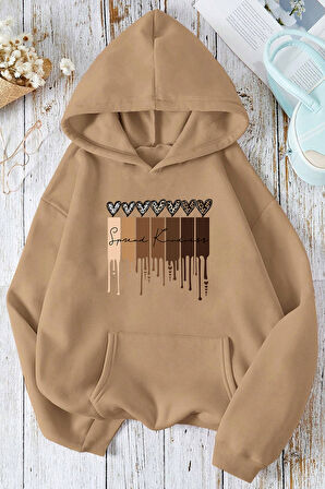 Uyguntarz Leopar Kalp Baskılı Oversize Sweatshirt