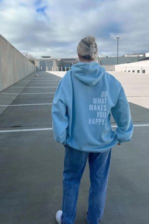 Unisex Do What Makes Happy You Baskılı Oversize Hoodie Sweatshirt