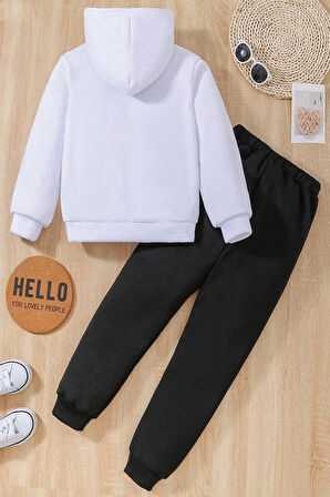 Uyguntarz Leopar Kalp Baskılı Erkek Çocuk  - Kız Rahat Eşofman Takımı