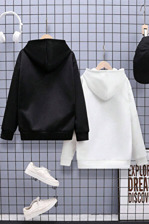 Uyguntarz 2'li Paket Baskılı Erkek - Kız Çocuk Rahat Kalıp Sweatshirt