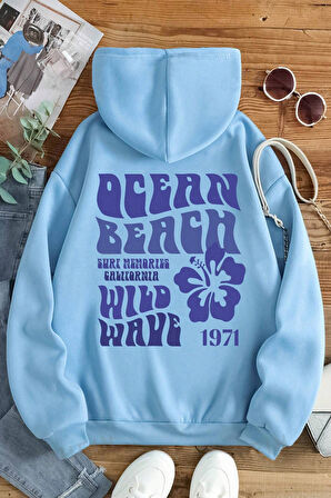 Uyguntarz Ocean Beach Baskılı Oversize Sweatshirt
