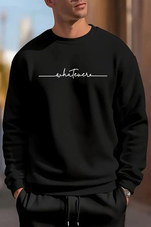 Whatever Baskılı Oversize Sweatshirt