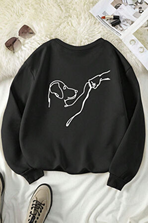 Uyguntarz Can Dostum Baskılı Oversize Sweatshirt