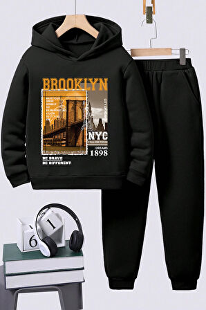 Uyguntarz Brooklyn Baskılı Erkek Çocuk  - Kız Rahat Eşofman Takımı