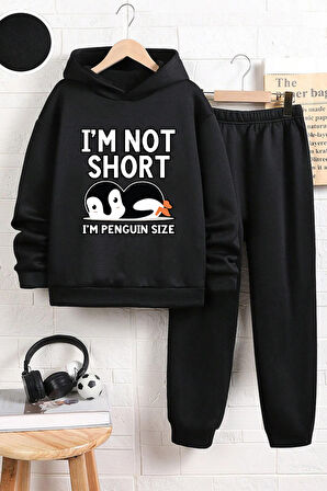 Uyguntarz Penguen Baskılı Erkek Çocuk  - Kız Rahat Eşofman Takımı