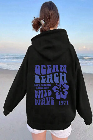 Uyguntarz Ocean Beach Baskılı Oversize Sweatshirt