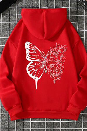 Uyguntarz Unisex Drawing Butterflies Sırt Baskılı Sweatshirt