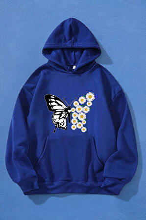 Uyguntarz Papatya Kelebek Baskılı Oversize Sweatshirt