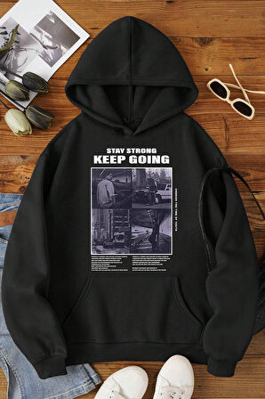 Uyguntarz Keep Going Baskılı Oversize Sweatshirt