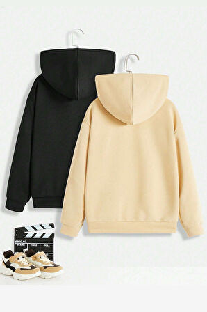 Uyguntarz 2'li Paket Baskılı Erkek - Kız Çocuk Rahat Kalıp Sweatshirt