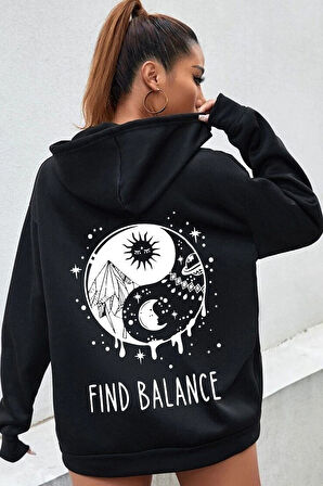 Unisex Yin & Yang Tasarım Sweatshirt